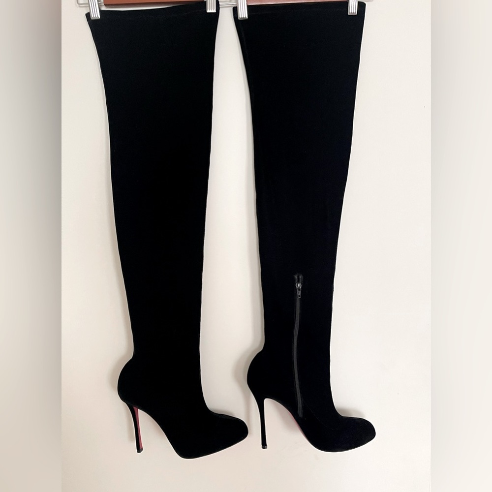 Christian Louboutin Women's Sz 42 US 12 Classe 100 Velvet OTK Stretch High Boots